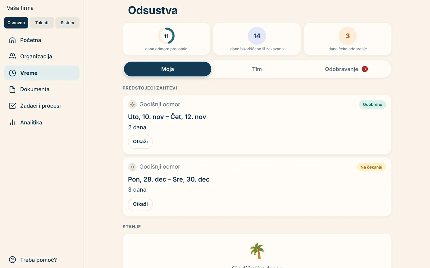 Odsustva na računaru
